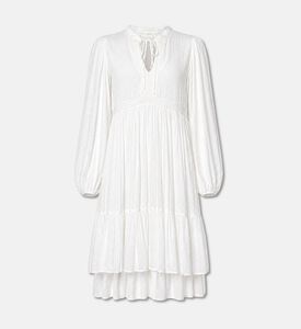 Ba and Sh Plumetis-print Long-sleeve Midi Dress, Packshot View