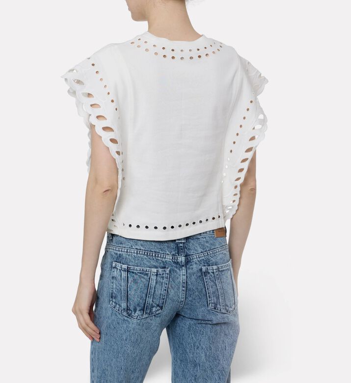 Isabel Marant Eyelet Ruffle Sleeveless Top, Model View