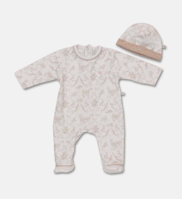 My First Collection Printed Rompersuit Hat Set, Packshot View