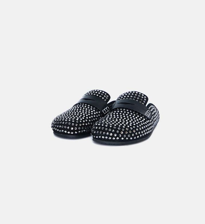 Suede Crystals-embellishment Loafers