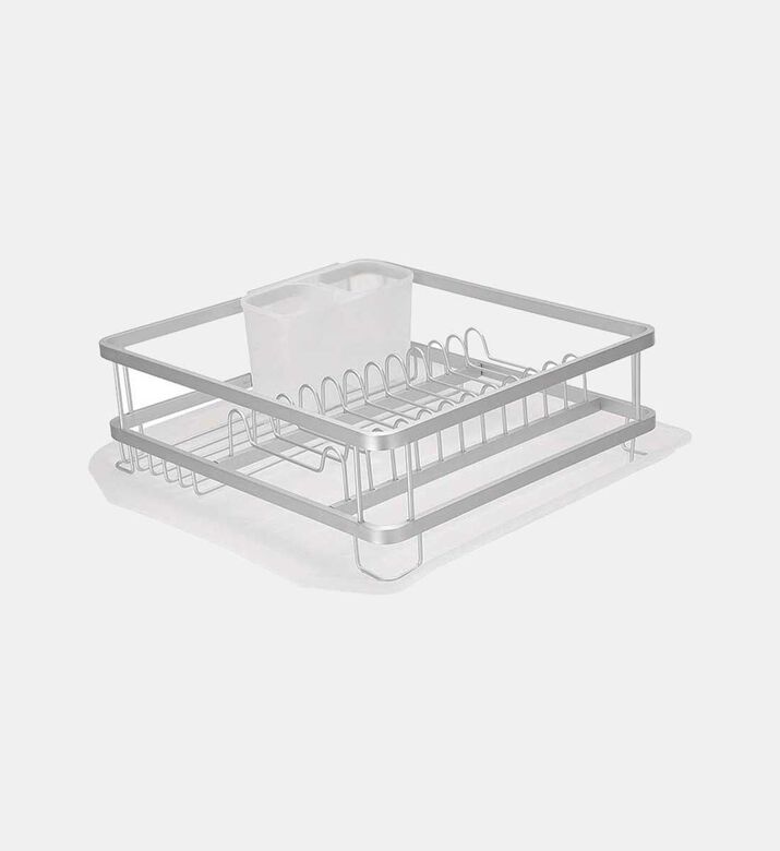 Home Deco and More Single Rack Aluminum Dish Drainer, Grey, Packshot View