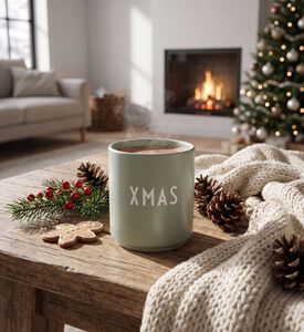 Design Letters Christmas Hohoho Engraved Porcelain Mug 8 X 8.5 Cm, Green, Model View