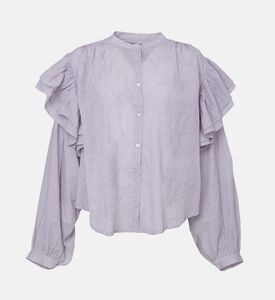 قميص طويل الأكمام بكشكشة