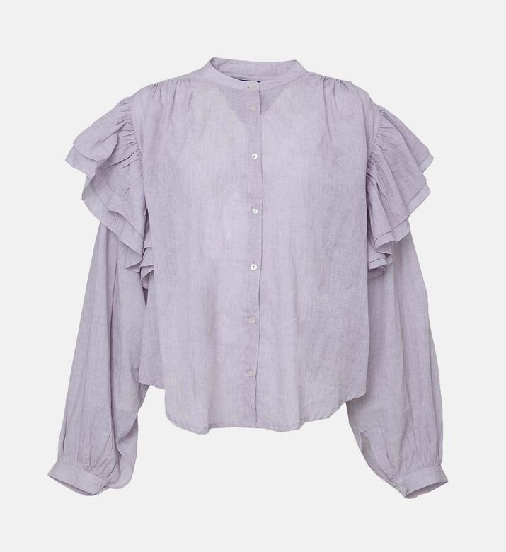 قميص طويل الأكمام بكشكشة