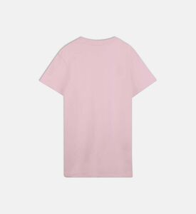 فستان قصير الأكمام واسع بطبعة