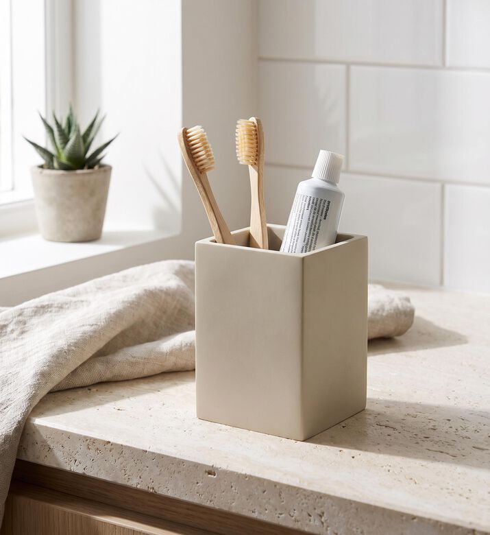 Aquanova Moon Linen Toothbrush Holder, Model View