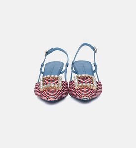 Denim Pointed-toe Slingback Pumps Denim Pointed-toe Slingback Pumps