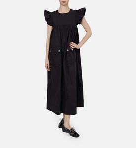Stretch Cotton Frill Sleeve Dress