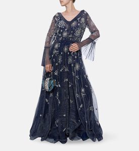 Christophe Guillarme Star Embellished A-line Dress, Navy, 46, Model View