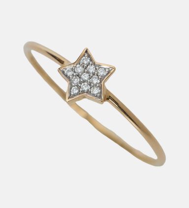 Tiny Diamond Star Ring - 18k