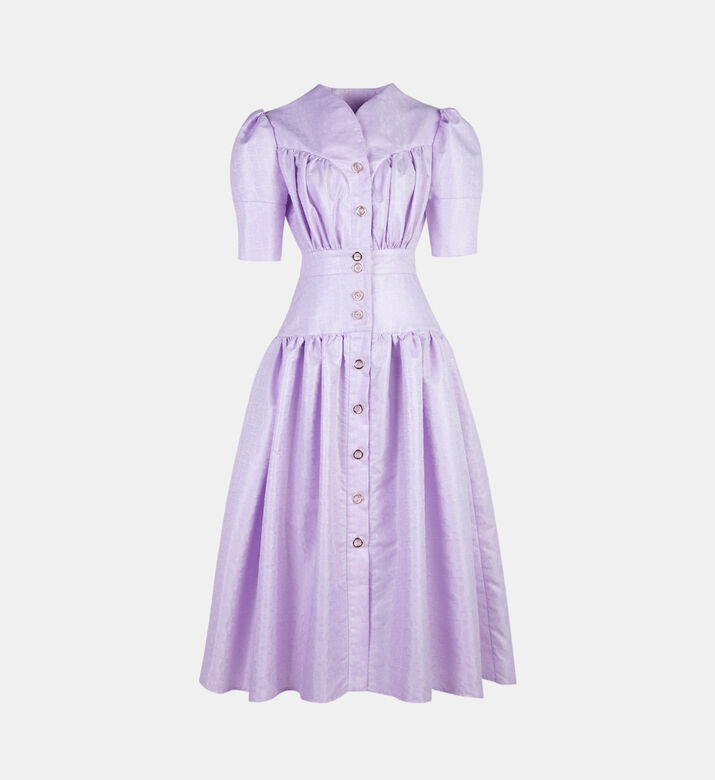 Poca and Poca Button-down Textured Puff Sleeves Dress, Packshot View