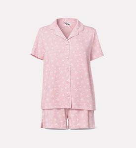 Galeries Lafayette Contrast Piping Short Sleeve Shirt Shorts Set, Pink, L, Packshot View