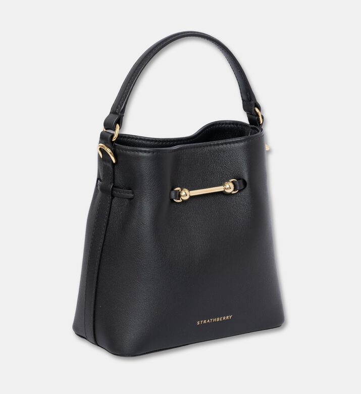 Strathberry Corda Smooth Leather Mini Bucket Bag, Black, Packshot View