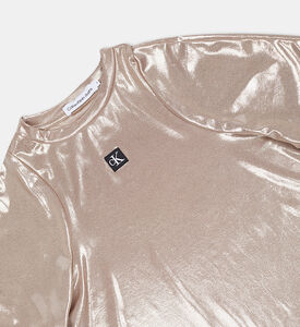 فستان قصير بطبعة لوغو ميتاليك