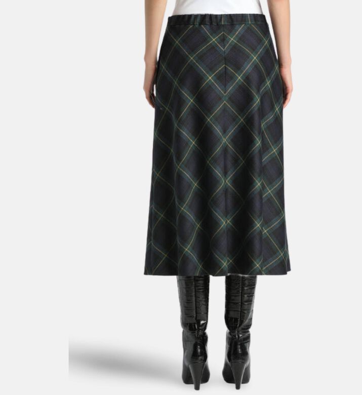 Luisa Spagnoli Fioriera Checkered A-line Midi Skirt, Model View