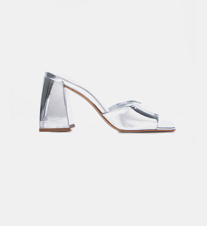 Metallic Sculptural Heeled Mules