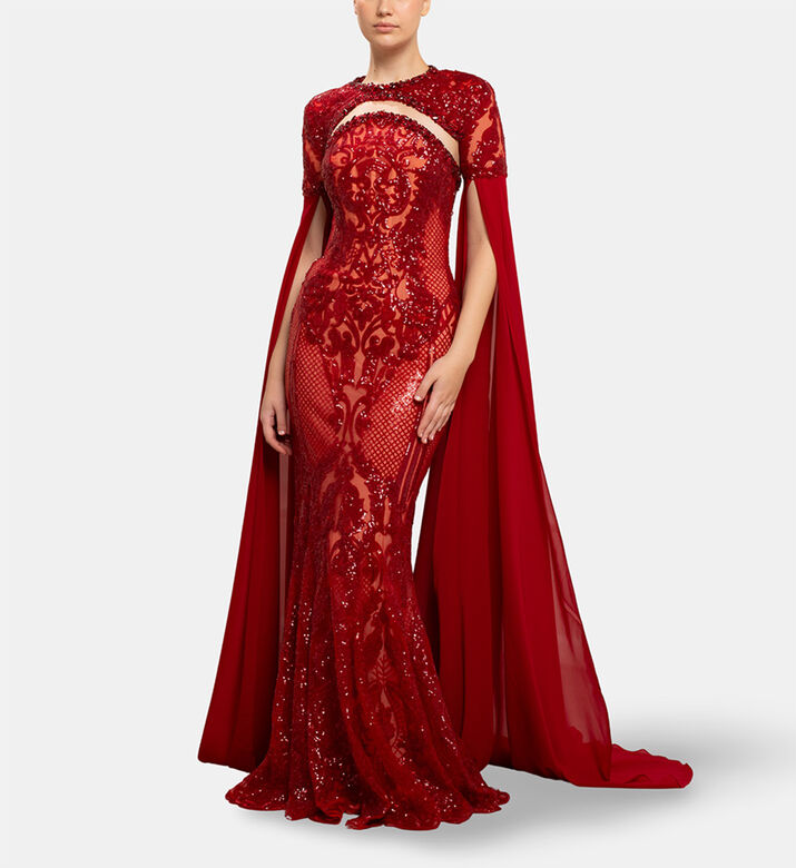 Michael Cinco Long Dress, Model View