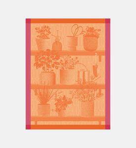 Jacquard Herbes Fraiches Cotton Tea Towel, Orange, Packshot View