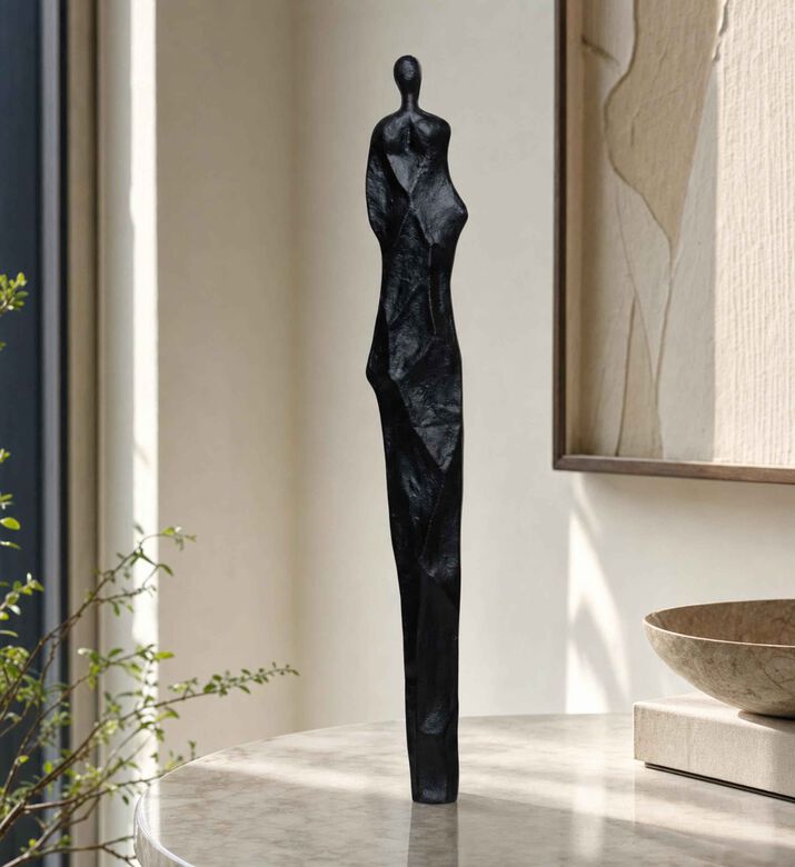 Home Deco and More Tall Abstract Small Figurines Set, Black, S, Model View