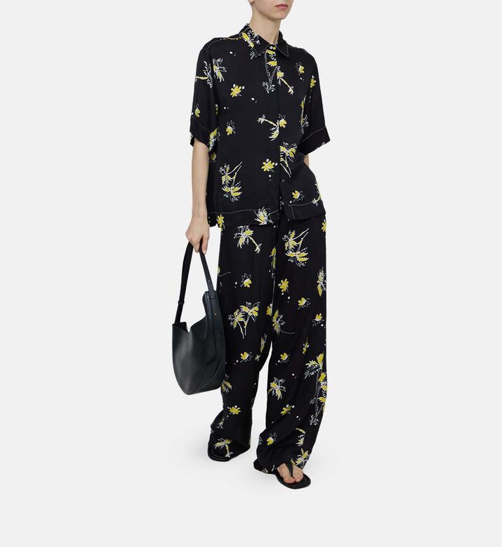 Twill Printed Palazzo Trousers