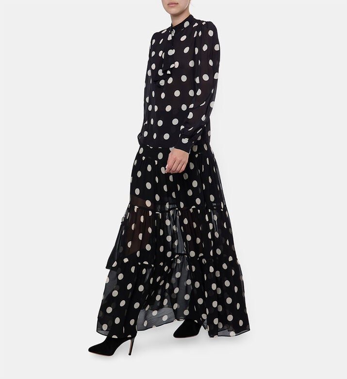 The Kooples Polka Dot-print Flared Skirt, Model View