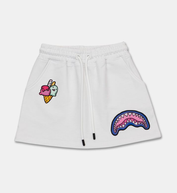 Sprayground Graphic Drawstring Mini Skirt, White, 8y, Packshot View