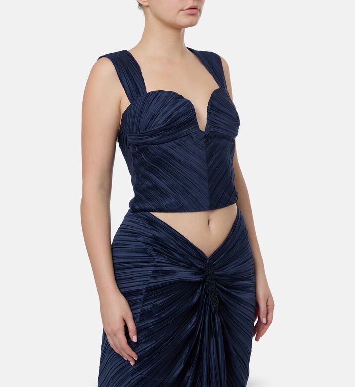 Cult Gaia Pleated Sweetheart Neck Top, Model View