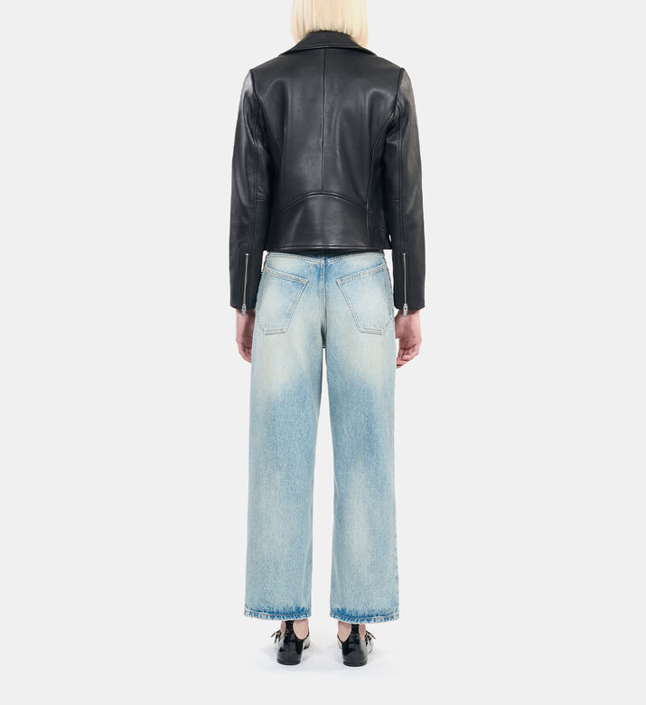Leather Zipped Biker Jacket Leather Zipped Biker Jacket