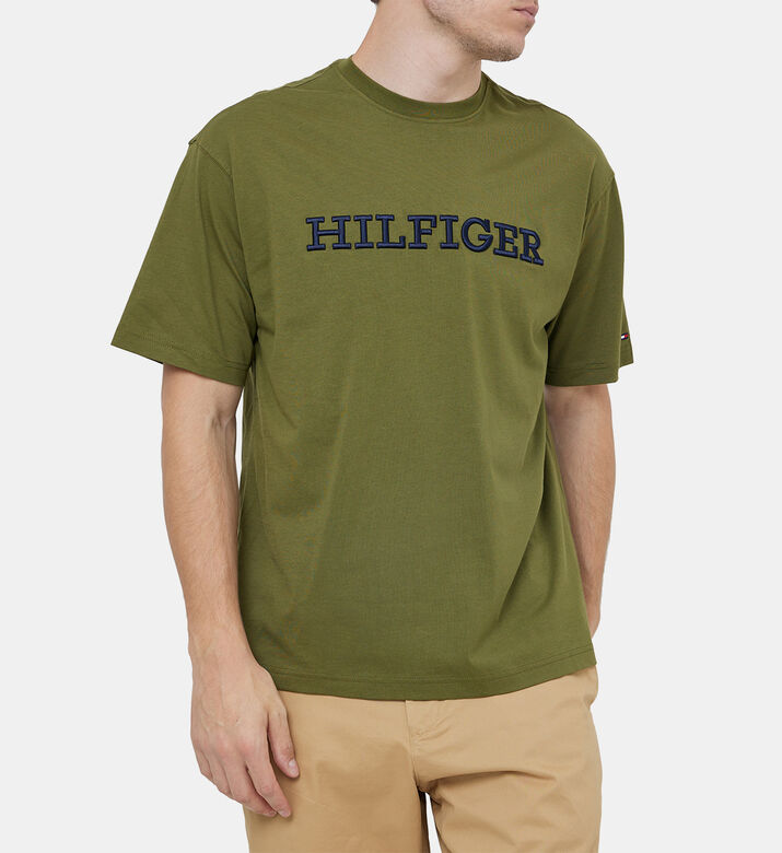 تي شيرت قطني مطرز بنمط أحادي