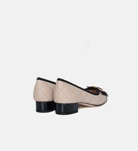 حذاء بكعب عالٍ جلد مبطّن بلونين