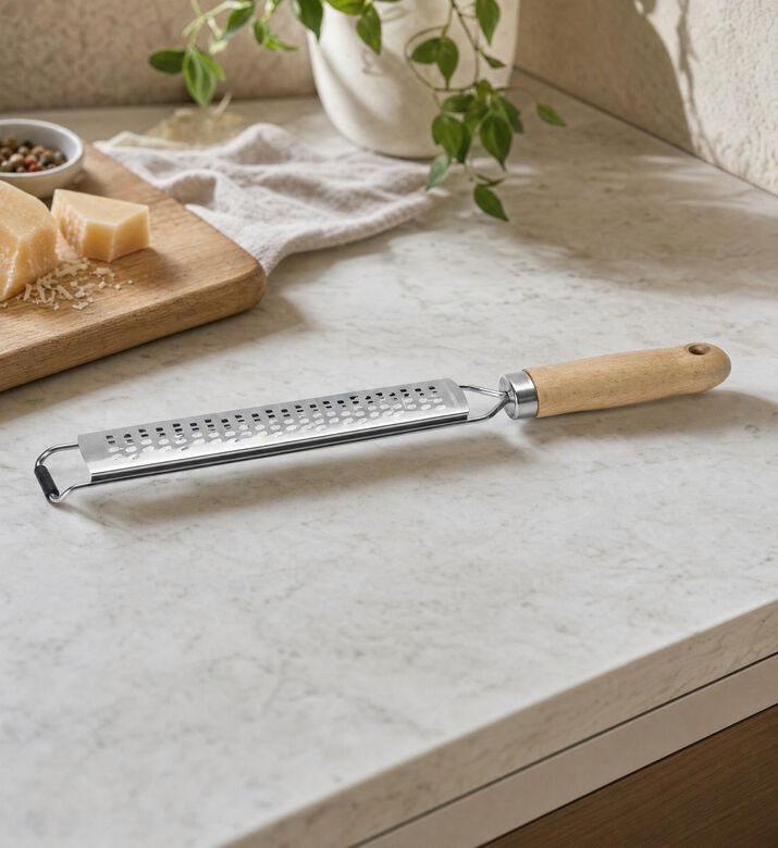 Andrea House Stainless Steel Beech Wood Grater, Model View
