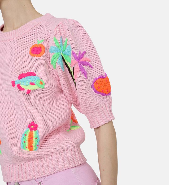 كنزة قصيرة مطرزة