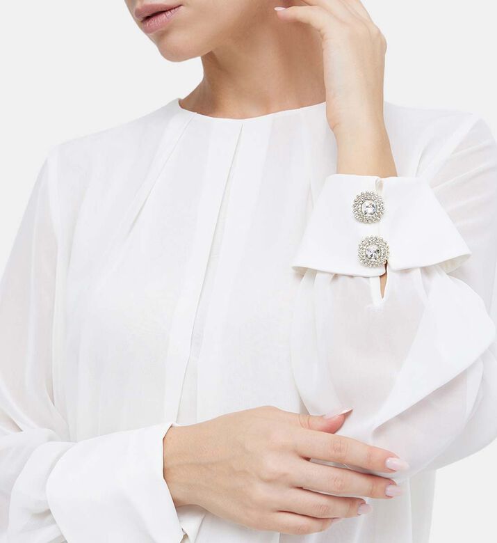 قميص منسوج بأكمام شفافة