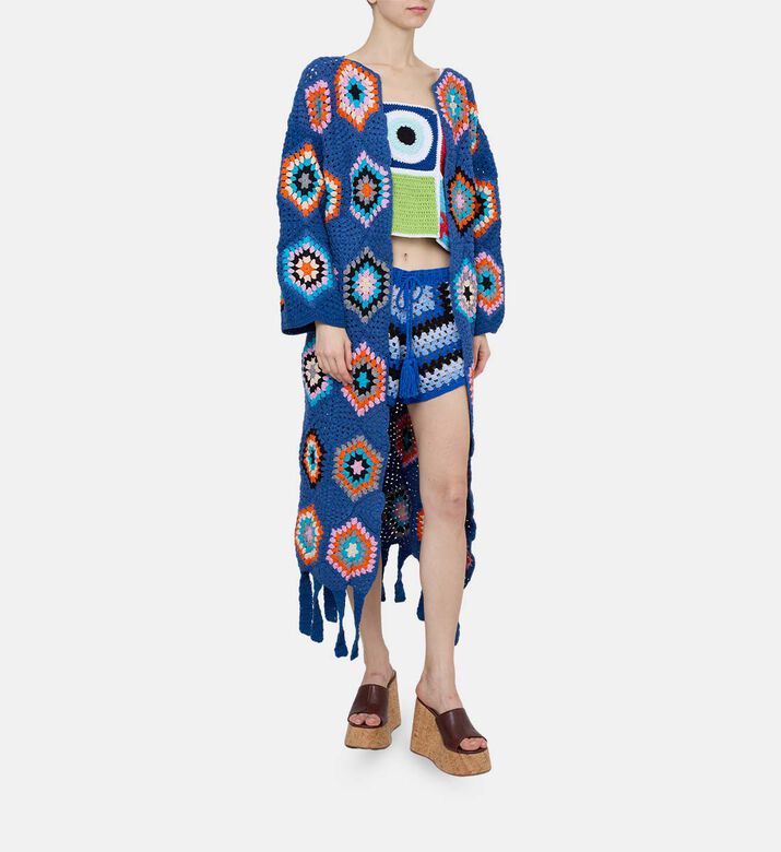 Crochet Full-length Hexagonal Motifs Cardigan