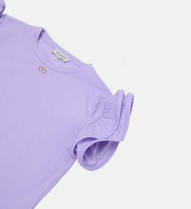 تيشيرت بأكمام قطن مكشكشة بلوغو بشكل حرف تي