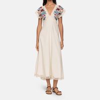 Katharine Floral-embroidery Midi Dress