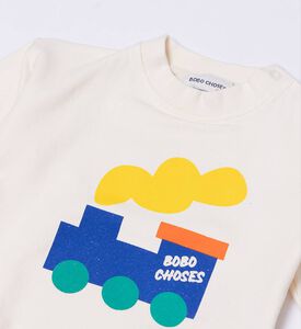 Bobo Choses Train-print Elasticated Cuffs Snap Buttons Bodysuit, Packshot View