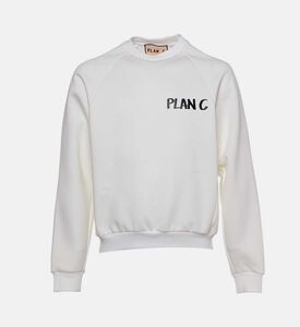 سويت شيرت قطن بشعار على الصدر