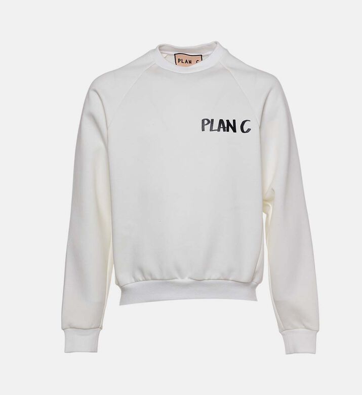 سويت شيرت قطن بشعار على الصدر