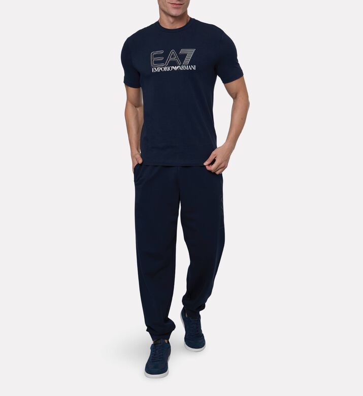 EA7 Short-sleeve Crewneck T-shirt, Blue, L, Model View