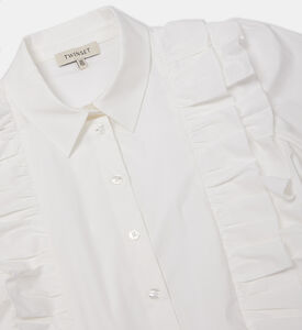 قميص بوبلين مكشكش قطن