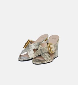 Snakeskin-print Chunky Heel Sandal