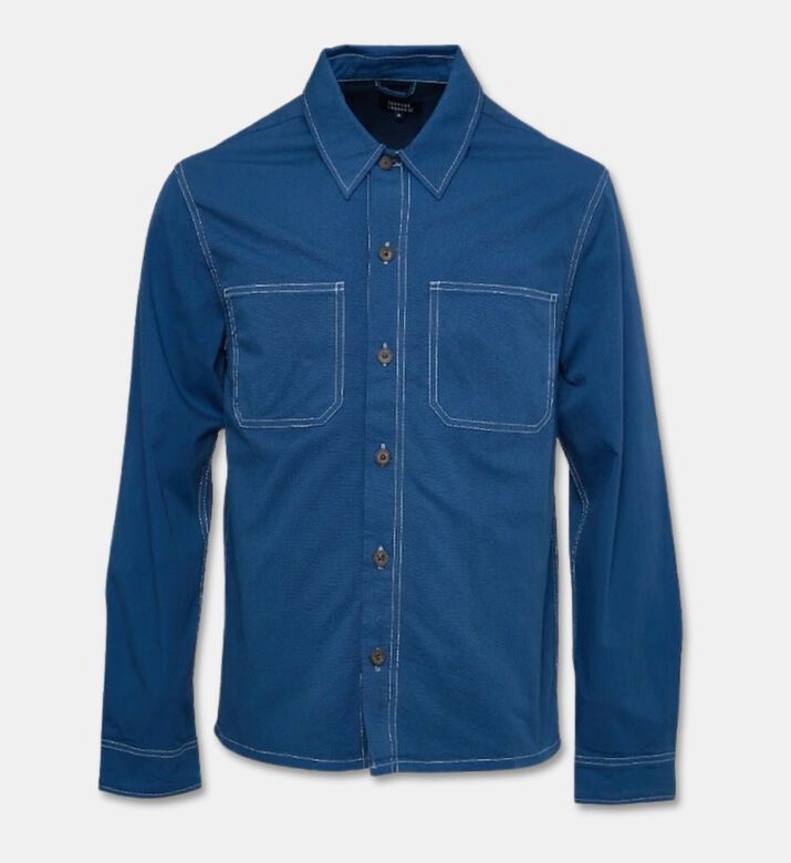 Galeries Lafayette Cotton Long-sleeve Overshirt, Blue, M, Packshot View