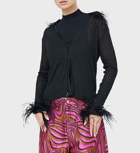 Feather Detailed Knitted Cardigan