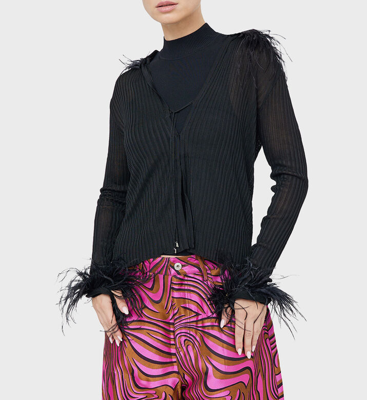 Feather Detailed Knitted Cardigan Feather Detailed Knitted Cardigan