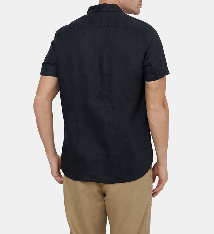 قميص كوردوروي كتان بأكمام قصيرة