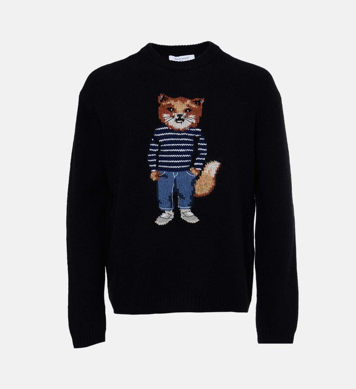 Maison Kitsune Knit Fox-embroidery Crewneck Sweater, Packshot View