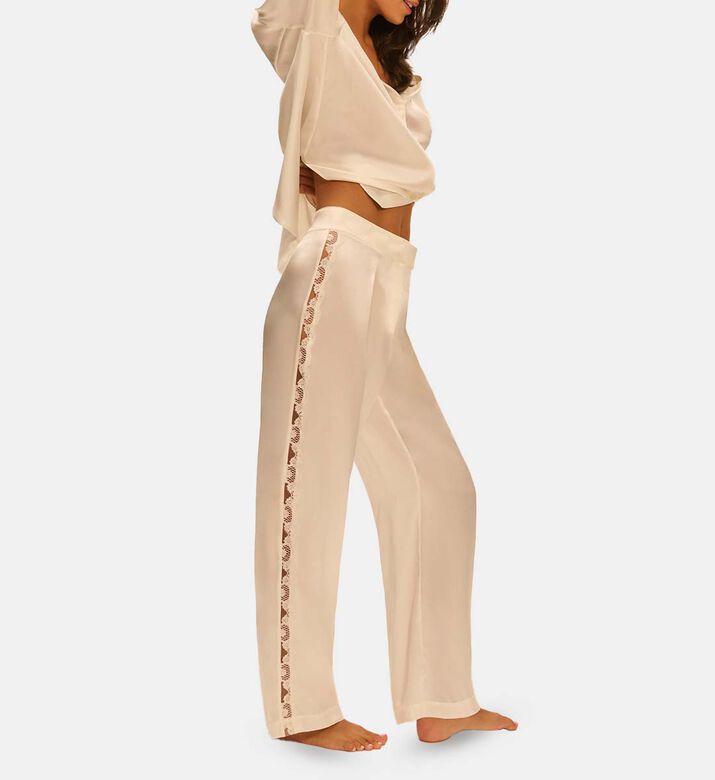 Embroidered Trim Pajama Top