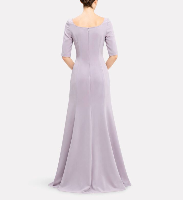 Michael Cinco Floral-appliqu&eacute; Scoop-neck Evening Dress, Model View
