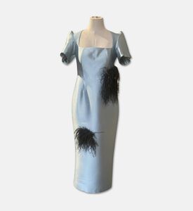 Savanna Feather Embellished Midi Dress, Blue, M, Packshot View
